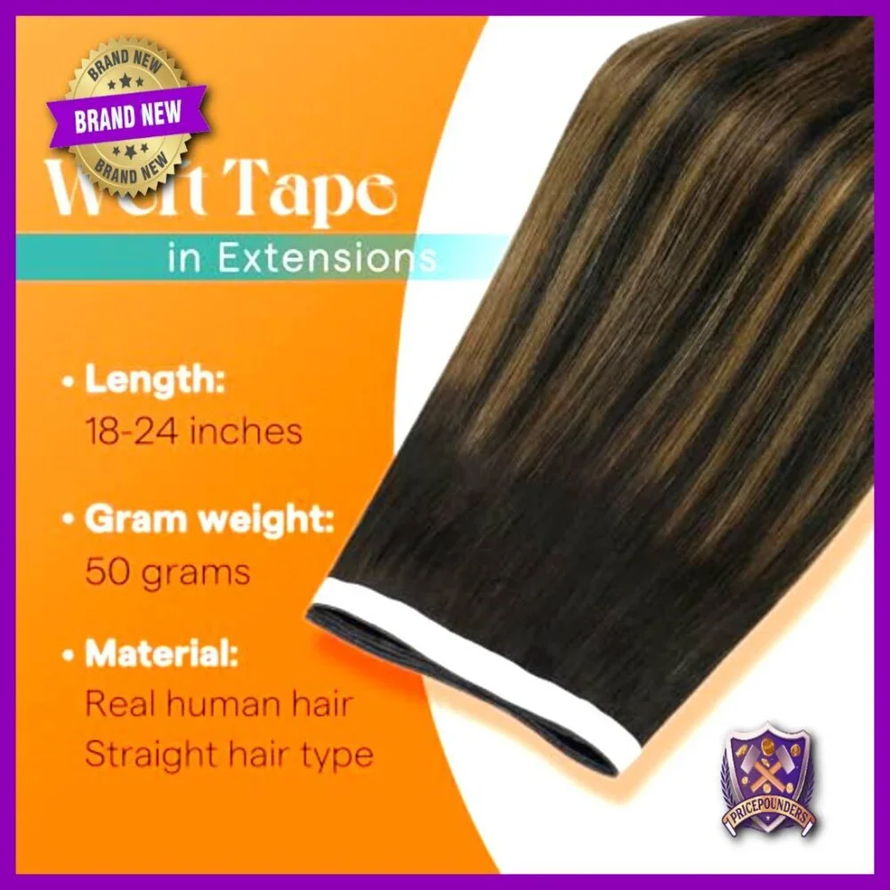 Human Hair Tape-In Extensions 50g Thin Weft No Visible Tracks Reusable